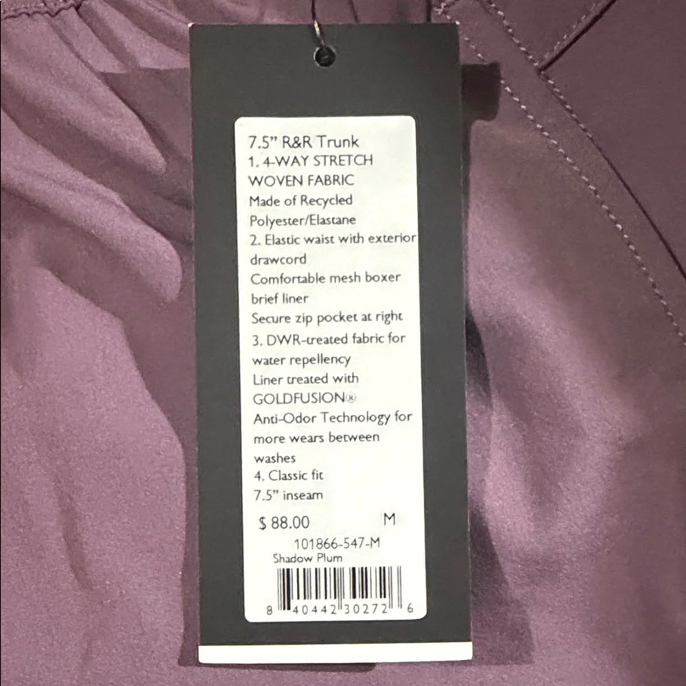Men's Rhone 7.5” R&R Trunk in Color Shadow Plum with White Drawstring